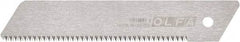 Olfa - 1 Piece Steel Serrated Blade - 142mm OAL, 5-37/64" Blade Length, 0.02" Blade Thickness - Apex Tool & Supply