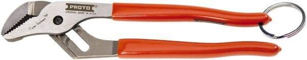 Proto - 16" OAL, 3-3/32" Jaw Width, 11 Position Tethered Tongue & Groove Pliers - V-Jaws, Vinyl Handles - Apex Tool & Supply