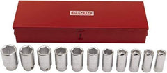 Proto - 11 Piece 3/4" Drive Deep Socket Set - 6 Points, 7/8 to 1-5/8", Inch Measurement Standard - Apex Tool & Supply