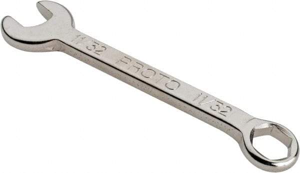 Proto - 11/32" 6 Point Combination Wrench - 3-7/16" OAL, Steel, Nickel Finish - Apex Tool & Supply