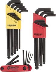 Bondhus - 31 Piece L-Wrench/Fold-Up Combo Hex Key Set - Hex Range 0.05 to 3/8", Protanium High Torque Steel - Apex Tool & Supply