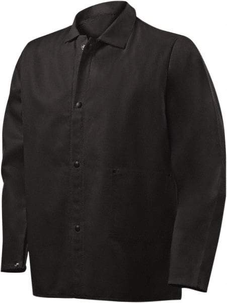 Steiner - Size 2XL Welding & Flame Resistant/Retardant Jacket - Black, Cotton, Snaps Closure, 56 to 58" Chest - Apex Tool & Supply