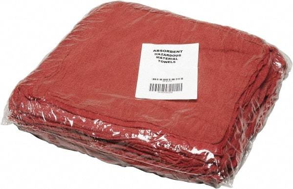 Ability One - Reclaimed Cotton Shop Towel Rag - Low Lint, Red, 13-1/2 x 15-1/2" - Apex Tool & Supply