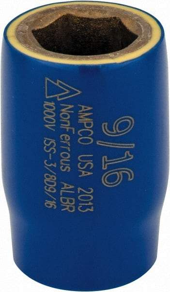 Ampco - 9/16", 3/8" Drive, Standard Hand Socket - 6 Points, 1-1/2" OAL, Aluminum Bronze - Apex Tool & Supply