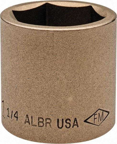 Ampco - 1-1/4", 1/2" Drive, Standard Hand Socket - 6 Points, 1-5/8" OAL, Aluminum Bronze - Apex Tool & Supply