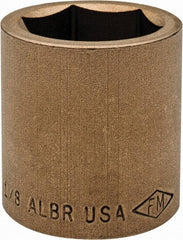 Ampco - 1-1/8", 1/2" Drive, Standard Hand Socket - 6 Points, 1-5/8" OAL, Aluminum Bronze - Apex Tool & Supply
