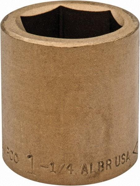 Ampco - 1-1/4", 3/4" Drive, Standard Hand Socket - 6 Points, 2" OAL, Aluminum Bronze - Apex Tool & Supply
