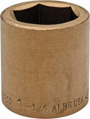 Ampco - 1-1/4", 3/4" Drive, Standard Hand Socket - 6 Points, 2" OAL, Aluminum Bronze - Apex Tool & Supply