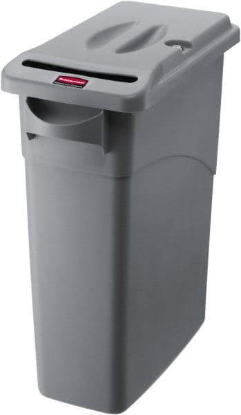 Rubbermaid - 15-7/8 Gal Gray Rectangle Confidential Document Container - Plastic, 24.88" High x 23.13" Long x 11" Wide - Apex Tool & Supply