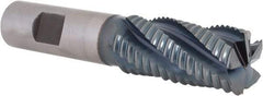 Hertel - 7/8" Diam, Coarse Pitch, 1-7/8" LOC, 5 Flute Cobalt Roughing Square End Mill - TiCN Finish, 4-1/8" OAL, 3/4" Shank Diam, Single End, Centercutting, 30° Helix - Apex Tool & Supply