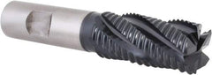 Hertel - 7/8" Diam, Coarse Pitch, 1-7/8" LOC, 5 Flute Cobalt Roughing Square End Mill - TiAlN Finish, 4-1/8" OAL, 3/4" Shank Diam, Single End, Centercutting, 30° Helix - Apex Tool & Supply
