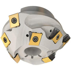 Iscar - 107.2mm Cut Diam, 32mm Arbor Hole, 16mm Max Depth of Cut, 30° Indexable Chamfer & Angle Face Mill - 9 Inserts, T490 LN.. Insert, Right Hand Cut, Through Coolant, Series Helitang - Apex Tool & Supply