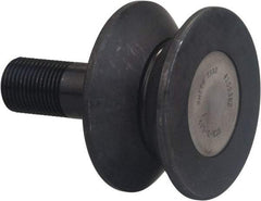 Accurate Bushing - 120mm Roller Diam x 50.5mm Width, 30mm Stud Diam x 69.5mm Length, V Guide Roller - Carbon Steel, 40mm Thread Length, M30 x 3.5 Thread, 120mm OAL, 63,600 N Dynamic Cap, 89,000 N Static Cap - Apex Tool & Supply