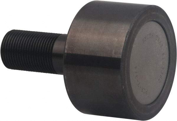 Accurate Bushing - 62mm Roller Diam x 44mm Width, 24mm Stud Diam x 58mm Length, Plain Stud Load Runner - Carbon Steel, 35mm Thread Length, M24 x 3.0 Thread, 102mm OAL, 23,100 N Dynamic Cap, 10,100 N Static Cap - Apex Tool & Supply