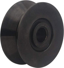 Accurate Bushing - 1" Bore, 4-1/2" Roller Diam x 1-3/4" Roller Width, Carbon Steel V-Grooved Yoke Roller - 14,300 Lb Dynamic Load Capacity, 1-13/16" Overall Width - Apex Tool & Supply