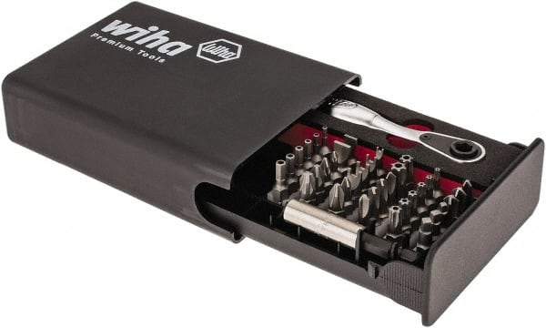 Wiha - 38 Piece, Screwdriver Tamperproof Bit Set - #1 & #2 Phillips, Tamperproof 5/64 to 5/32" Hex, Tamperproof TR8 to TR40 Torx, #0, #1, #2 & #3 Pozidriv, #1, #2 & #3 Square Recess, 6.5 & 8mm Slotted, #1, #2, #3 & #4 Tri-Wing, #4, #6, #8 & #10 Spanner - Apex Tool & Supply