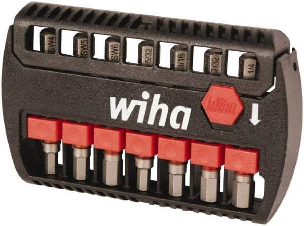 Wiha - 7 Piece, Bit Set - 5/32 to 1/4", 4 to 6mm Hex, Hex Point - Apex Tool & Supply