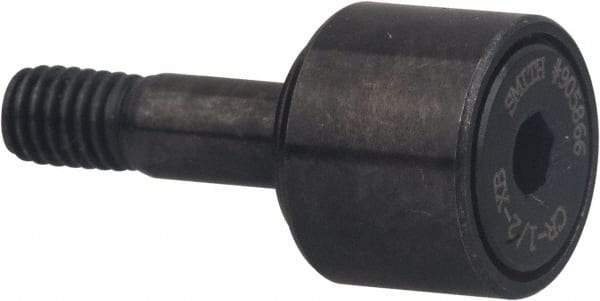 Accurate Bushing - 7/8" Roller Diam x 1/2" Width, 3/8" Stud Diam x 7/8" Length, Stud Cam Follower with Hex - Carbon Steel, 3/8" Thread Length, 3/8-24 Thread, 1-3/8" OAL, 2,140 Lb Dynamic Cap - Apex Tool & Supply