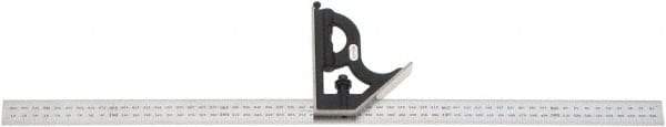 Starrett - 2 Piece, 600mm Combination Square Set - 0.5 & 1mm (Metric) Graduation, Hardened Steel Blade, Cast Iron Square Head - Apex Tool & Supply