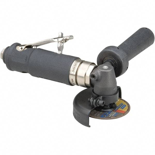 Dynabrade - 3" Wheel Diam, 18,000 RPM, Pneumatic Cutoff & Cutoff-Grinder Tool - Right Angle Handle, 1/4 NPT Inlet - Apex Tool & Supply