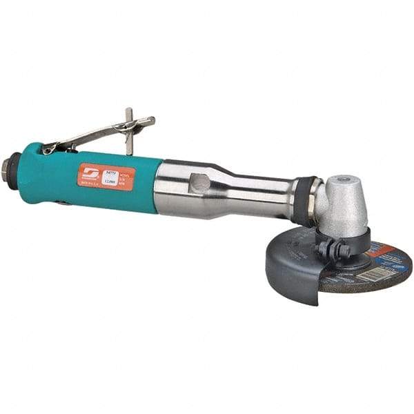 Dynabrade - 4" Wheel Diam, 12,000 RPM, Pneumatic Angle & Disc Grinder - 3/8-24 Spindle, 40 CFM, Rear Exhaust - Apex Tool & Supply