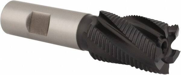 Hertel - 1" Diam, Fine Pitch, 1-1/2" LOC, 5 Flute Cobalt Roughing Square End Mill - TiAlN Finish, 3-3/4" OAL, 3/4" Shank Diam, Single End, 30° Helix - Apex Tool & Supply