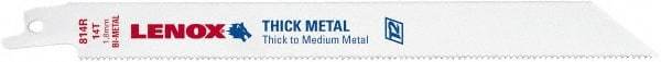 Lenox - 8" Long x 3/4" Thick, Bi-Metal Reciprocating Saw Blade - Straight Profile, 14 TPI, Toothed Edge - Apex Tool & Supply