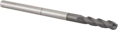 Accupro - 3/8" Diam, 1-1/2" LOC, 3 Flute Solid Carbide Ball End Mill - nACRo Finish, Single End, 6" OAL, 3/8" Shank Diam, Spiral Flute - Apex Tool & Supply