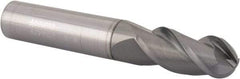 Accupro - 9/16" Diam, 1-1/4" LOC, 3 Flute Solid Carbide Ball End Mill - nACRo Finish, Single End, 3-1/2" OAL, 9/16" Shank Diam, Spiral Flute - Apex Tool & Supply