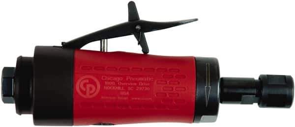 Chicago Pneumatic - 1/4" Collet, Straight Handle, Air Angle Die Grinder - 30,000 RPM, Rear Exhaust, 19 CFM, 0.4 hp, 90 psi, 6.35mm Inlet - Apex Tool & Supply