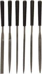 Stanley - 6 Piece Needle Pattern File Set - 4" File Length, Smooth Coarseness, Set Includes Flat, Square, Half Round, Triangle, Flat Parallel, Flat Tapered - Apex Tool & Supply