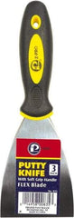 Premier Paint Roller - 3" Wide Spring Blade Steel Putty Knife - Stiff, Soft Grip Plastic Handle, 8.343" OAL - Apex Tool & Supply
