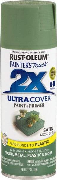Rust-Oleum - Moss Green, Gloss, Enamel Spray Paint - 8 to 12 Sq Ft per Can, 12 oz Container - Apex Tool & Supply