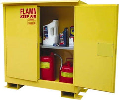 Securall Cabinets - 2 Door, 1 Shelf, Yellow Steel Standard Safety Cabinet for Flammable and Combustible Liquids - 48" High x 43" Wide x 18" Deep, Manual Closing Door, 3 Point Key Lock, 30 Gal Capacity - Apex Tool & Supply