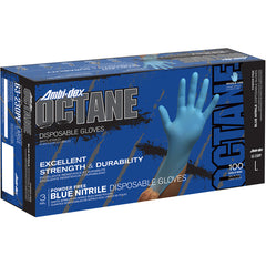 ‎63-230PF/S Disposable Gloves - Ambi-Dex Octane Disposable Nitrile - 3 Mil Blue - Powder Free - Text Grip - Exact Industrial Supply