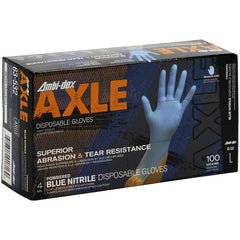 ‎63-532/M Disposable Gloves - Ambi-Dex Axle Disposable Nitrile - 4 mil Blue - Powdered - Textured Grip - Exact Industrial Supply