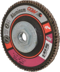 Camel Grinding Wheels - 60 Grit, 4-1/2" Disc Diam, 5/8-11 Center Hole, Type 27 Aluminum Oxide Flap Disc - 13,300 Max RPM, Polyester Backing, Arbor Attaching System, Coated - Apex Tool & Supply