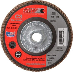 Camel Grinding Wheels - 80 Grit, 4-1/2" Disc Diam, 5/8-11 Center Hole, Ceramic Flap Disc - 13,300 Max RPM, Polyester Backing, Arbor Attaching System, Coated - Apex Tool & Supply
