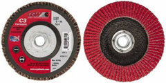 Camel Grinding Wheels - 36 Grit, 5" Disc Diam, 5/8-11 Center Hole, Ceramic Flap Disc - 12,200 Max RPM, Polyester Backing, Arbor Attaching System, Coated - Apex Tool & Supply
