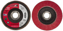 Camel Grinding Wheels - 60 Grit, 5" Disc Diam, 7/8" Center Hole, Ceramic Flap Disc - 12,200 Max RPM, Polyester Backing, Arbor Attaching System, Coated - Apex Tool & Supply