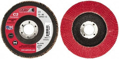 Camel Grinding Wheels - 80 Grit, 5" Disc Diam, 7/8" Center Hole, Ceramic Flap Disc - 12,200 Max RPM, Polyester Backing, Arbor Attaching System, Coated - Apex Tool & Supply