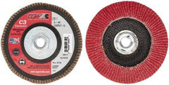 Camel Grinding Wheels - 40 Grit, 5" Disc Diam, 5/8-11 Center Hole, Ceramic Flap Disc - 12,200 Max RPM, Polyester Backing, Arbor Attaching System, Coated - Apex Tool & Supply