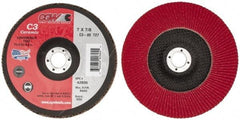 Camel Grinding Wheels - 80 Grit, 7" Disc Diam, 7/8" Center Hole, Type 27 Ceramic Flap Disc - 8,600 Max RPM, Polyester Backing, Arbor Attaching System, Coated - Apex Tool & Supply