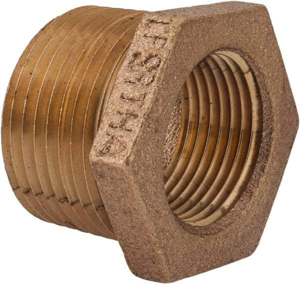 Merit Brass - Class 125, 1 x 3/4" Internal Pipe, Lead Free Brass Hex Bushing - MNPT x FNPT - Apex Tool & Supply