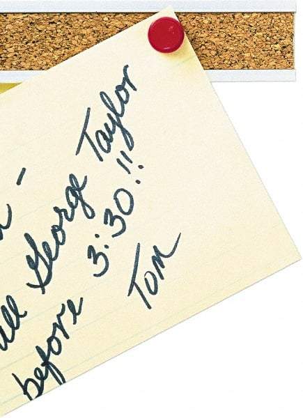 Quartet - 48" Wide x 1" High Open Cork Bulletin Board - Natural Cork, Aluminum Frame - Apex Tool & Supply