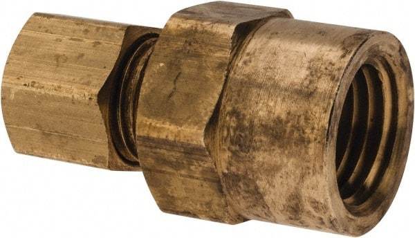 Parker - 1/4" OD, Brass Female Connector - 300 Max Working psi, -65 to 250°F, Comp x FNPT Ends - Apex Tool & Supply