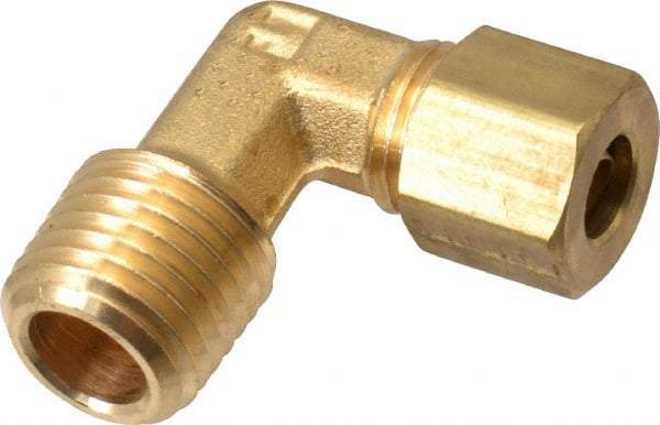 Parker - 1/4" OD, Brass Male Elbow - 300 Max Working psi, -65 to 250°F, Comp x MNPT Ends - Apex Tool & Supply