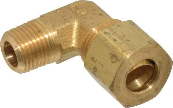 Parker - 5/16" OD, Brass Male Elbow - 300 Max Working psi, -65 to 250°F, Comp x MNPT Ends - Apex Tool & Supply