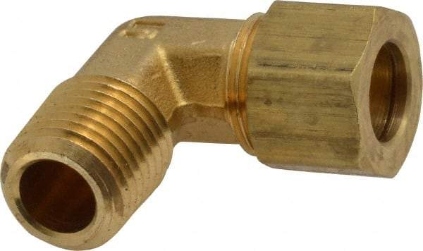 Parker - 3/8" OD, Brass Male Elbow - 200 Max Working psi, -65 to 250°F, Comp x MNPT Ends - Apex Tool & Supply