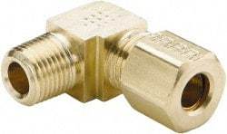 Parker - 7/16" OD, Brass Male Elbow - 200 Max Working psi, -65 to 250°F, Comp x MNPT Ends - Apex Tool & Supply